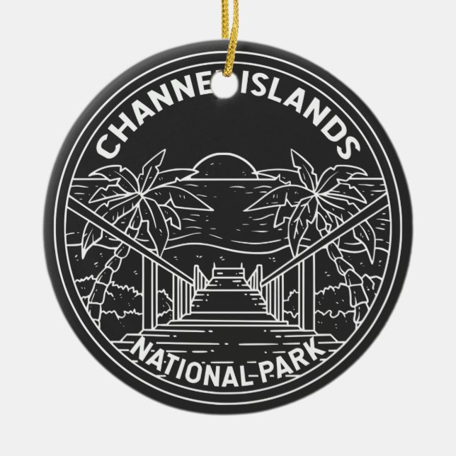 Channel Islands National Park California Monoline  Ceramic Ornament (Front)