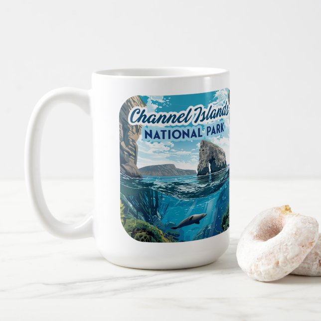 Channel Islands National Park California Ocean Coffee Mug (With Donut)
