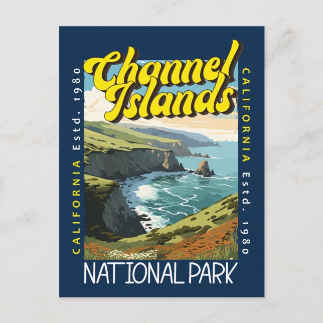 Channel Islands National Park Distressed Retro Postcard (Front)