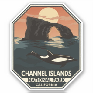 Channel Islands National Park Dolphin Retro Emblem