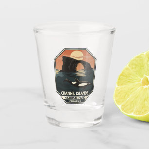 Channel Islands National Park Dolphin Retro Emblem Shot Glass