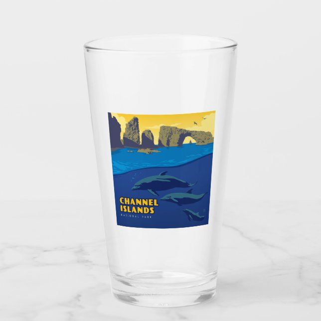 Channel Islands National Park Dolphins Glass (Front)