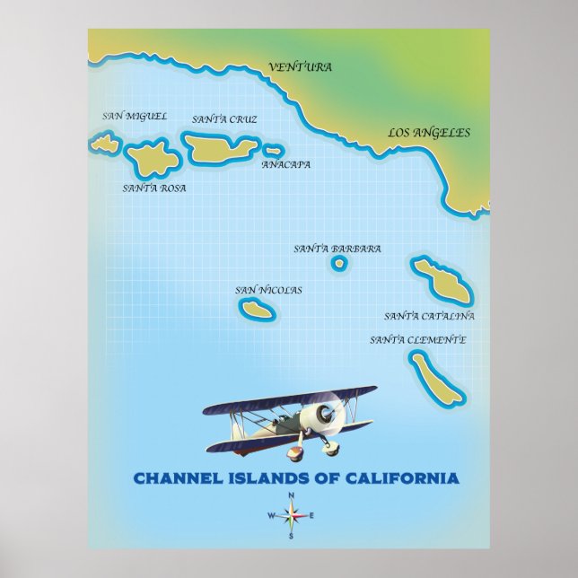 Channel Islands of California map Poster (Front)