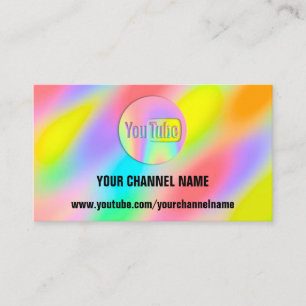 CHANNEL NAME YOU TUBER LOGO QR CODE RAINBOW VIP BUSINESS CARD