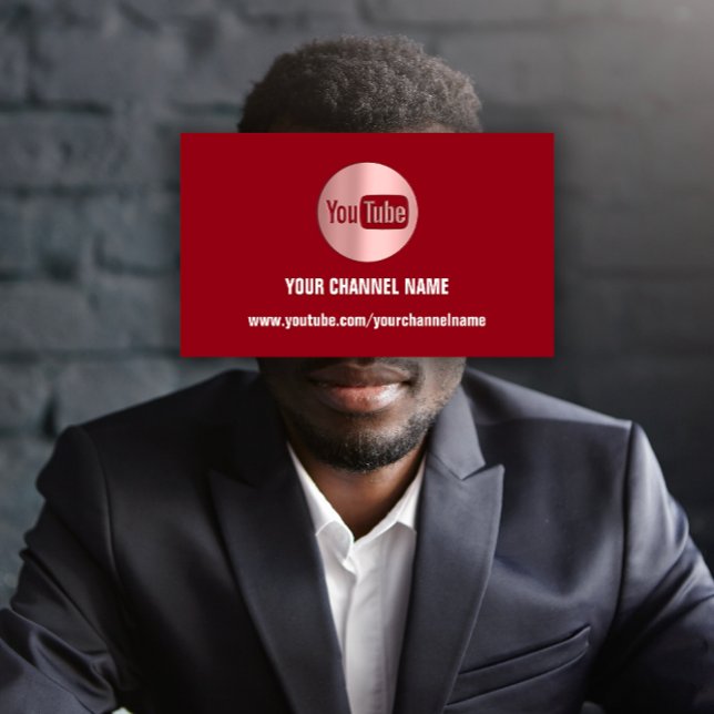 CHANNEL NAME YOU TUBER LOGO QR CODE ROSE BURGUNDY BUSINESS CARD (CHANNEL NAME YOU TUBER LOGO QR CODE ROSE BURGUNDY BUSINESS CARD )