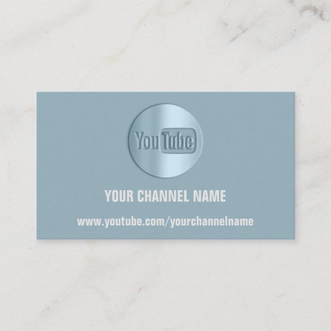 CHANNEL NAME YOU TUBER LOGO QR CODE SMOKY BLUE  BUSINESS CARD (Front)