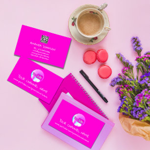 CHANNEL NAME YOUTUBER LOGO QR CODE PINK BUSINESS CARD