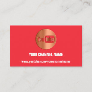 CHANNEL NAME YOUTUBER LOGO QR CODE RED COPPER BUSINESS CARD