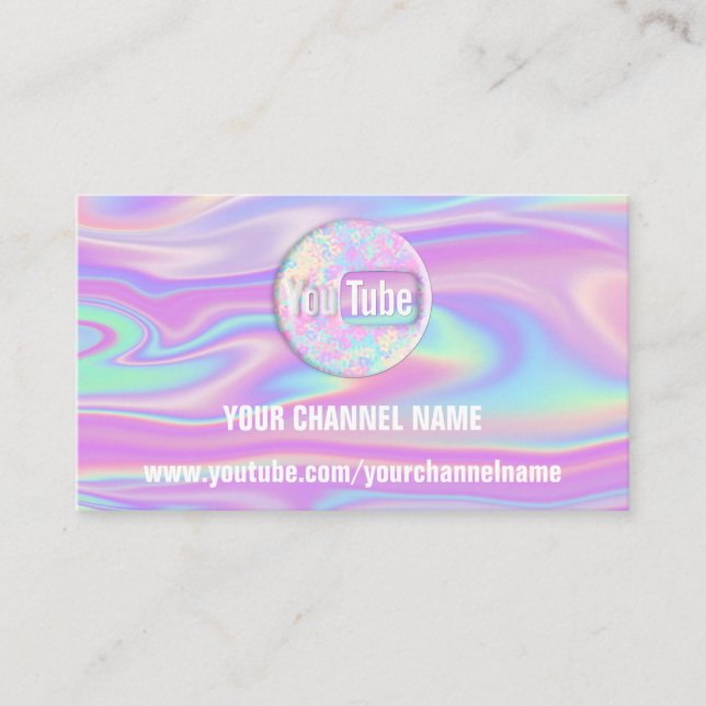 CHANNEL NAME YOUTUBER SUSCRIBE LOGO HOLOGRAPH QR  BUSINESS CARD (Front)