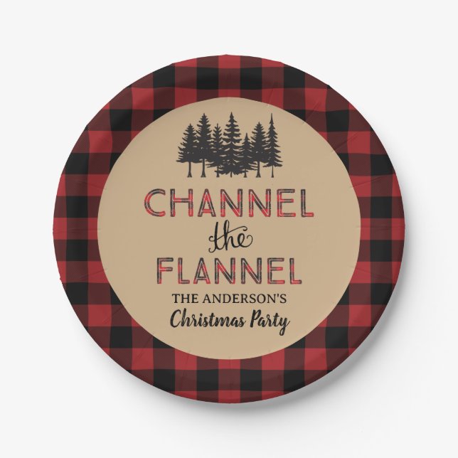 Channel The Flannel Christmas Party Decor Paper Plate (Front)