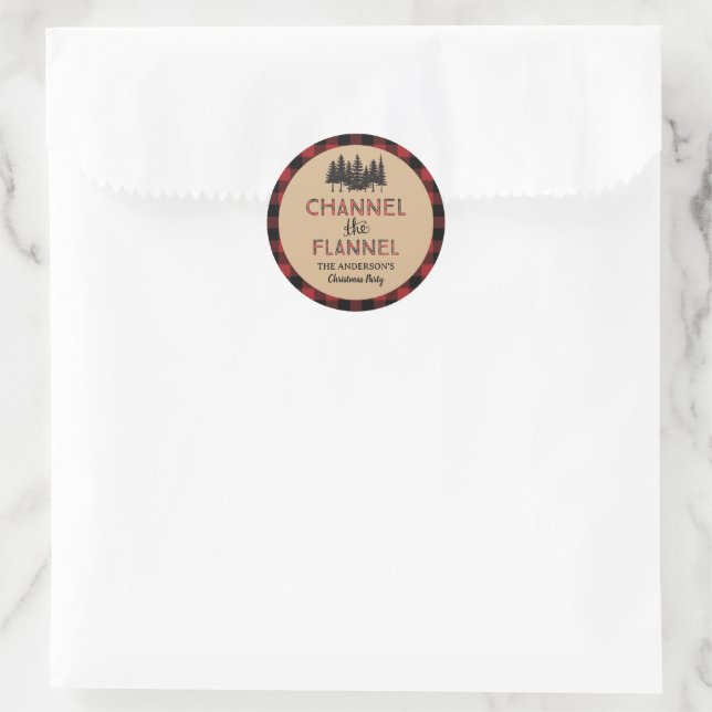 Channel The Flannel Christmas Party Favours Classic Round Sticker (Bag)