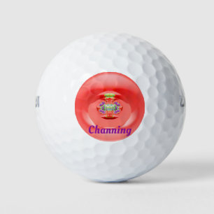 CHANNING ~ ORANGE patterned Golf Ball - unique