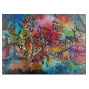 CHANSON DE ROLAND/ COMBAT OF KNIGHTS IN TOURNAMENT CUTTING BOARD