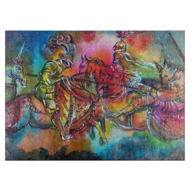 CHANSON DE ROLAND/ COMBAT OF KNIGHTS IN TOURNAMENT CUTTING BOARD (Front)