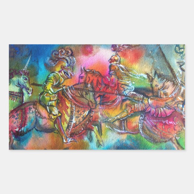 CHANSON DE ROLAND/ COMBAT OF KNIGHTS IN TOURNAMENT RECTANGULAR STICKER (Front)
