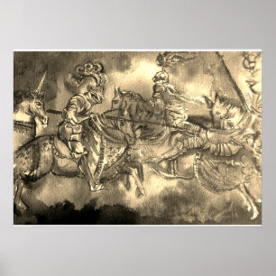 CHANSON DE ROLAND,MEDIEVAL KNIGHTS IN TOURNAMENT  POSTER