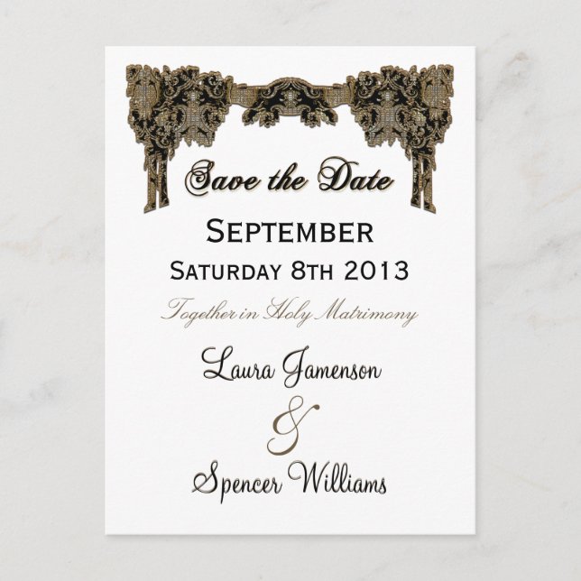 Chanteleah White Wedding Reminder Postcard (Front)