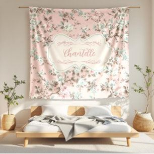 Chantelle Pink Vintage Rose Fleece Blanket
