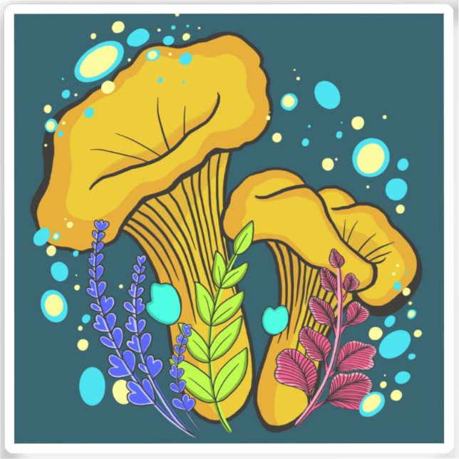 Chanterelle Mushroom Vinyl Sticker (Front)