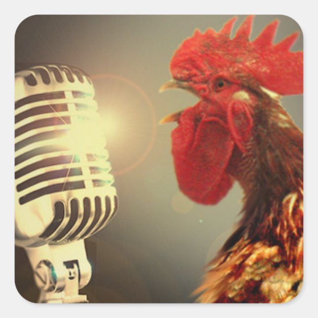 Chanticleer the Rooster with microphone Square Sticker (Front)