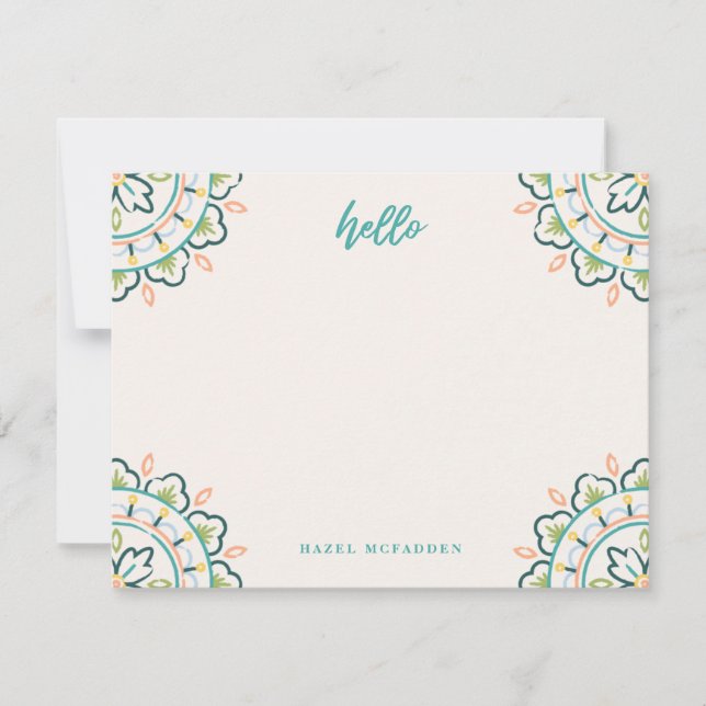 Chantilly Boho Mandala Stationery - Pool Card (Front)