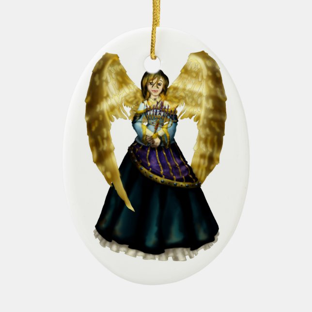 Chanukah Angel Ceramic Tree Decoration (Front)