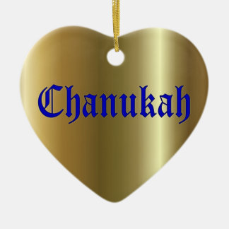 Chanukah Blue Golden Heart Ornament