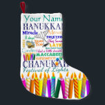 Chanukah Collage and Rainbow Stars Small Christmas Stocking<br><div class="desc">Just in case you need a Chanukah stocking...  Here's one filled with symbols and holiday-related words. Personalise.</div>