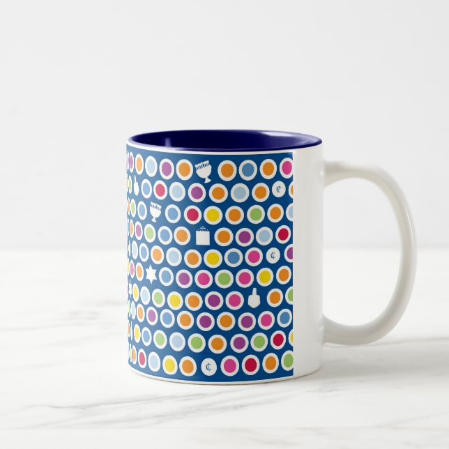 chanukah dots Two-Tone coffee mug (Right)