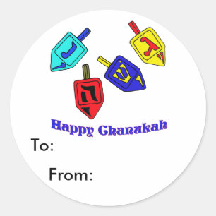 Chanukah Dreidels Classic Round Sticker