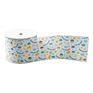 Chanukah Dreidels Doughnuts Gold Blue White Grosgrain Ribbon