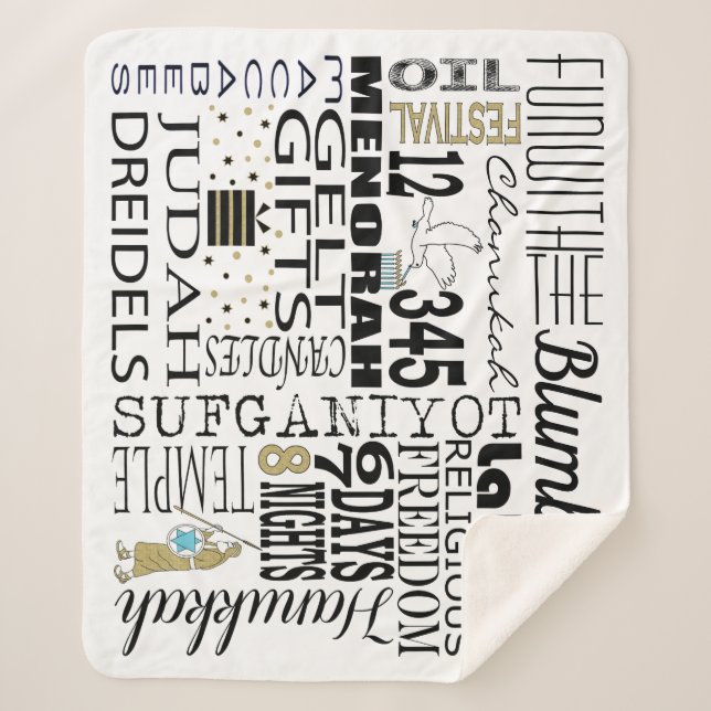 Chanukah Fun Words Sherpa Blanket/Medium Blanket (Front)
