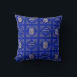 Chanukah/Hanukkah Art Deco Gold Blue Dreidels Cushion<br><div class="desc">Hanukkah/Chanukah, Art Deco Dreidel design. This gold, fancy, shmancy dreidel design can be personalised by changing out background colour, and/or editing design elements on front and back of pillow. This two sided pillow comes in 3 fabric choices (price will change depending on choice of fabric.) Pillows make wonderful gifts to...</div>