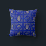Chanukah/Hanukkah Art Deco Gold Blue Dreidels Cushion<br><div class="desc">Hanukkah/Chanukah, Art Deco Dreidel design. This gold, fancy, shmancy dreidel design can be personalised by changing out background colour, and/or editing design elements on front and back of pillow. This two sided pillow comes in 3 fabric choices (price will change depending on choice of fabric.) Pillows make wonderful gifts to...</div>