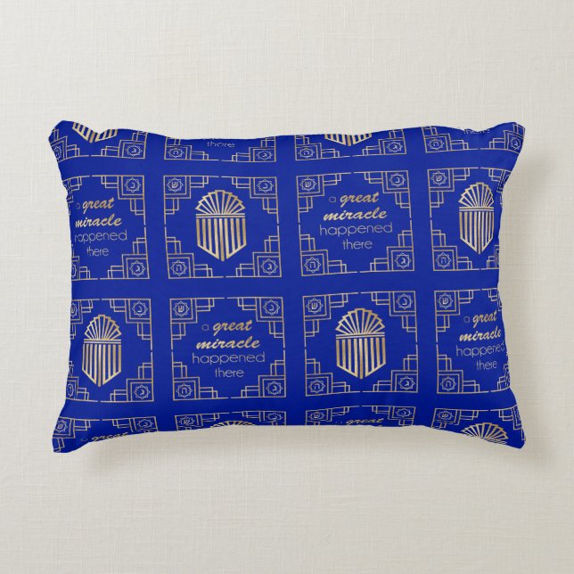 Chanukah/Hanukkah Art Deco Gold Dreidels Decorative Cushion (Front)
