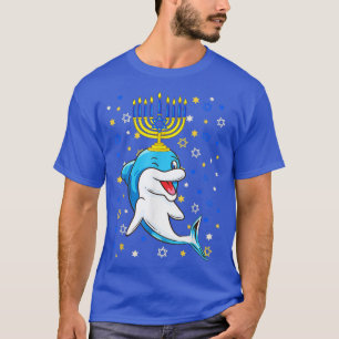 Chanukah Jewish Menorah Dolphin Funny Hanukkah T-Shirt