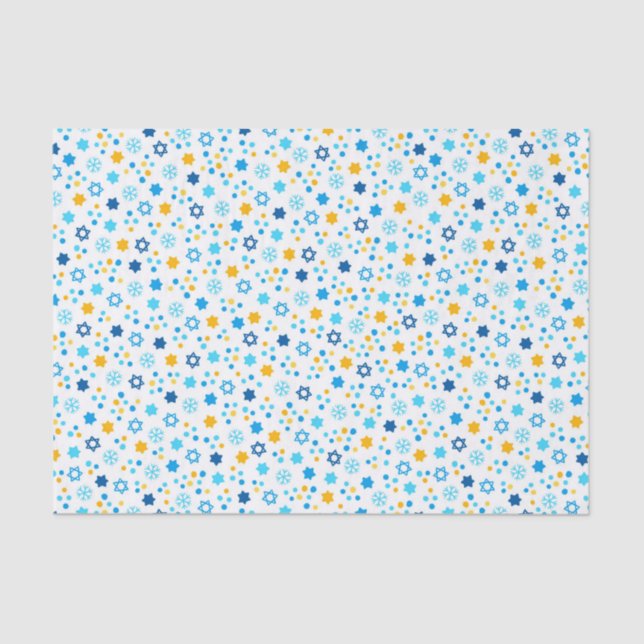 Chanukah Jewish Stars Snowflakes White Tissue Paper (Front)