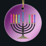 Chanukah Menorah Ceramic Tree Decoration<br><div class="desc">Have fun with these. Think themes! Add or delete text, and (for a bit of an extra fee which is already added here) customise the back with images, colour, your logo / business info., etc.! These are also great for gifts or to use as the finishing touch of class on...</div>