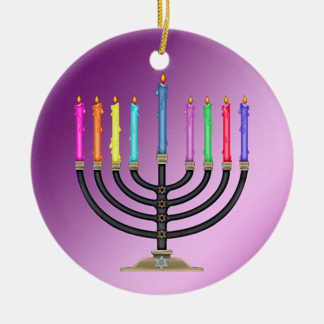 Chanukah Menorah Ceramic Tree Decoration (Front)
