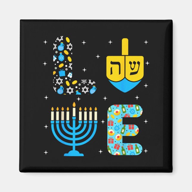 Chanukah Menorah Dreidel Icons Hanukkah Love Celeb Magnet (Front)