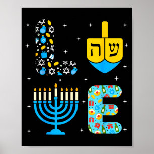 Chanukah Menorah Dreidel Icons Hanukkah Love Celeb Poster