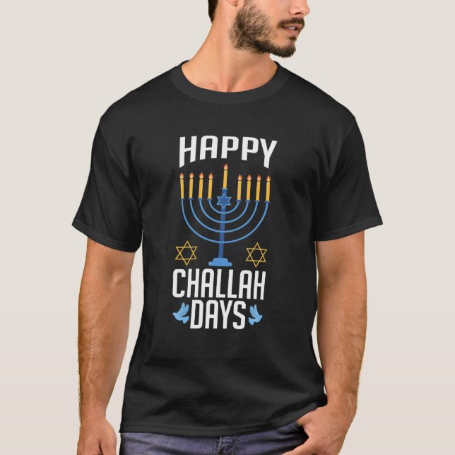 Chanukah Menorah Festival Of Lights Happy Challah T-Shirt (Front)