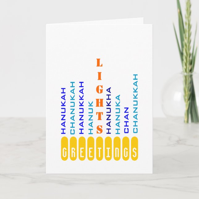 Chanukah Menorah in Words Card (Front)