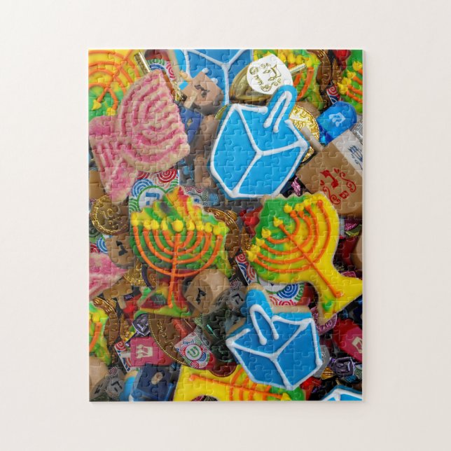 Chanukah Menorahs, Dreidels, Gelt Jigsaw Puzzle (Vertical)