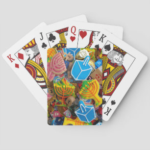 Chanukah Menorahs, Dreidels, Gelt Playing Cards