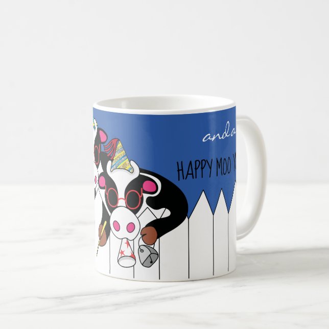 Chanukah Mug 11 oz. "Happy Moo Year" (Front Right)
