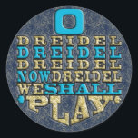 Chanukah "O Dreidel Dreidel..." Stickers Round<br><div class="desc">Chanukah/Hanukkah "O Dreidel Dreidel Dreidel Now Dreidel We Shall Play"/Gold, Blue" Stickers Round. Have fun using these stickers as cake toppers, favour bag closures, or whatever rocks your festivities! The background can be changed by choosing from a large selection of colours. Gold Glitter layer can be deleted. Logo can be...</div>