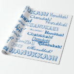 Chanukah O' Hannukah Blue and White Wrapping Paper<br><div class="desc">Use this fun Chanukah wrapping paper for gifts on each night of Hannukah. Your loved one's will have fun with this paper,  whether they're waiting for the the candles to burn low and wondering whats inside,  or tearing through to the goodies.</div>