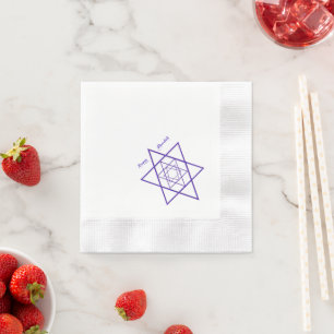 Chanukah or Hanukkah Blue Stars Cocktail Napkin