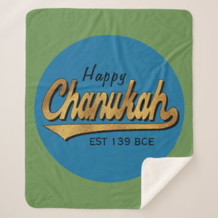 Chanukah Retro Sherpa Hanukkah Blanket/Medium Blanket